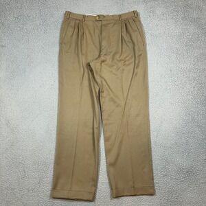 Zanella‎ Men's Dress Pants Khaki 35 Wool Pleated Flat Front